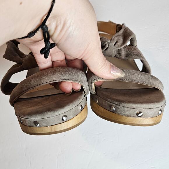 Sole Society Mariel Wooden Clog Heels Taupe Tan Women's 10 Boho Chic Weekend - Picture 3 of 10